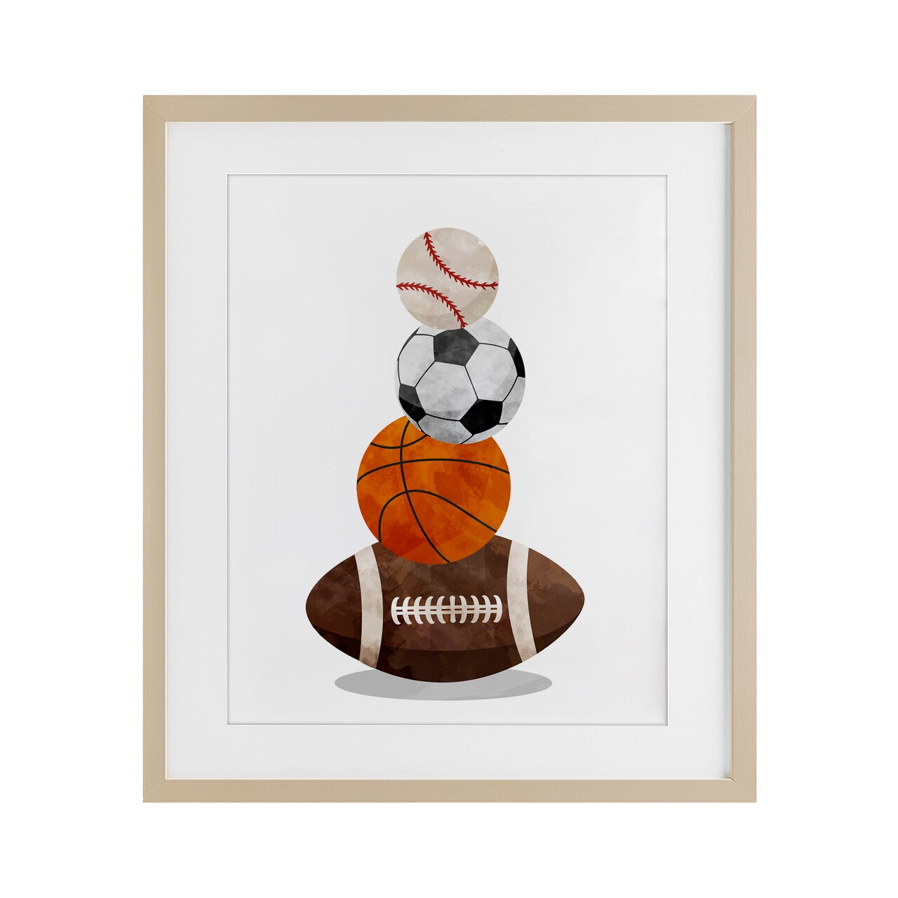 Stupell Industries Sports Ball Bunch Framed Print Under Glass, design by Christine Simpson Art